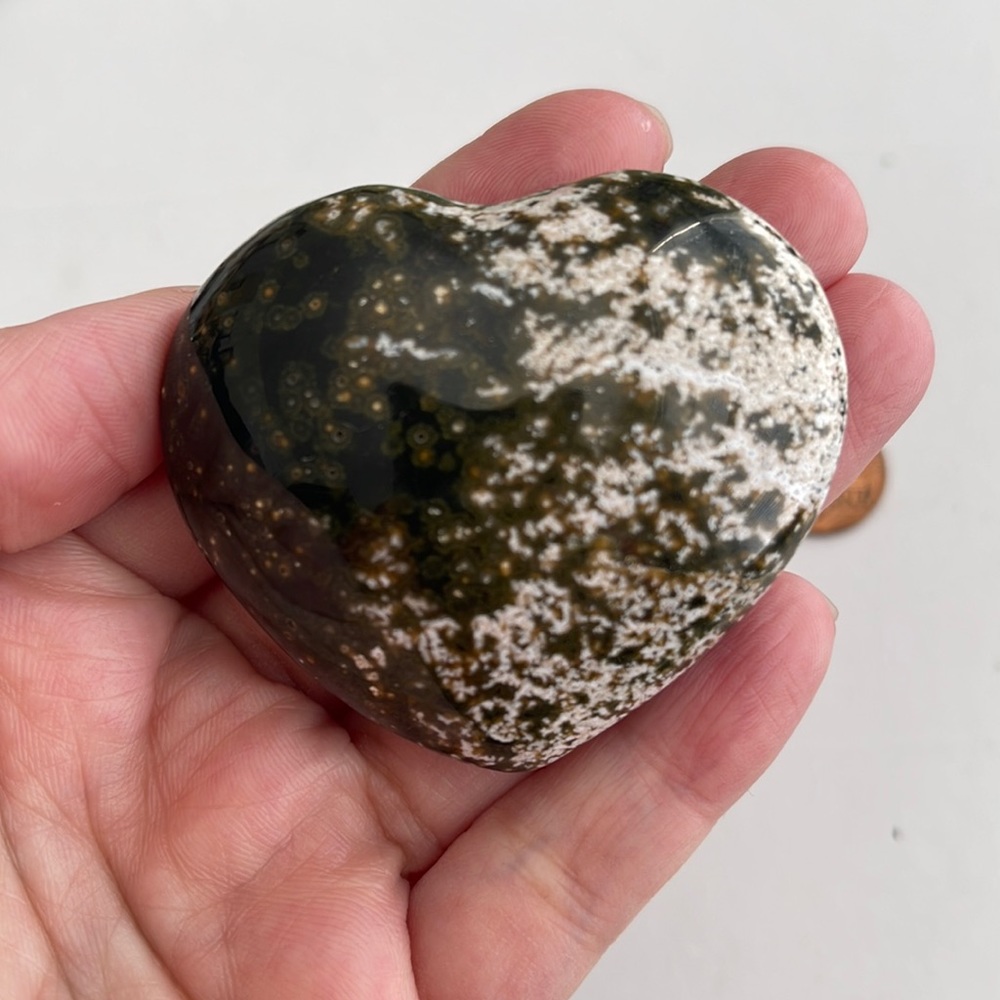 Bubble ocean jasper crystal heart